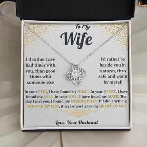 Necklace with sentimental message card for wife in a box