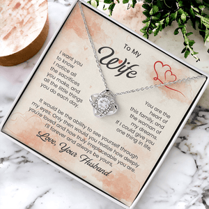 To My Beautiful Wife - Love Knot Necklace - HEARTEN