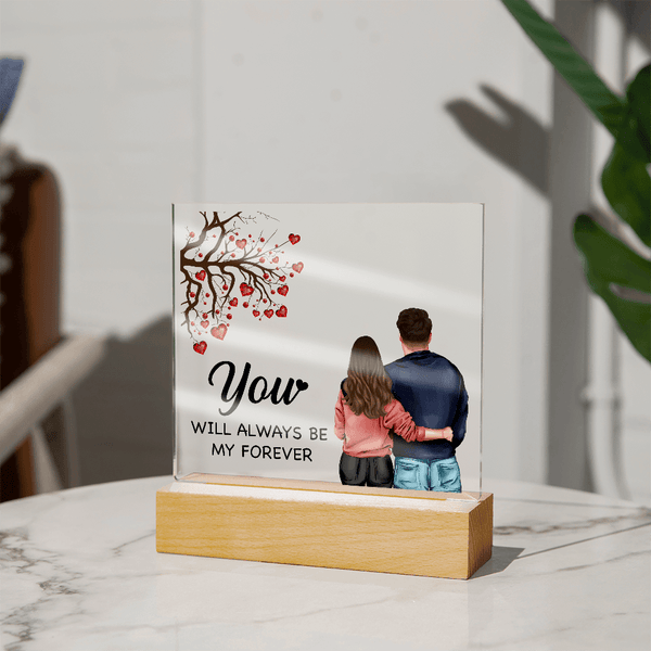Personalized Acrylic Square Plaque – Light - Up Keepsake Gift - HEARTEN