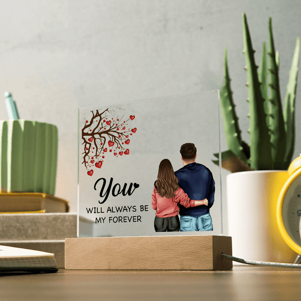 Personalized Acrylic Square Plaque – Light - Up Keepsake Gift - HEARTEN