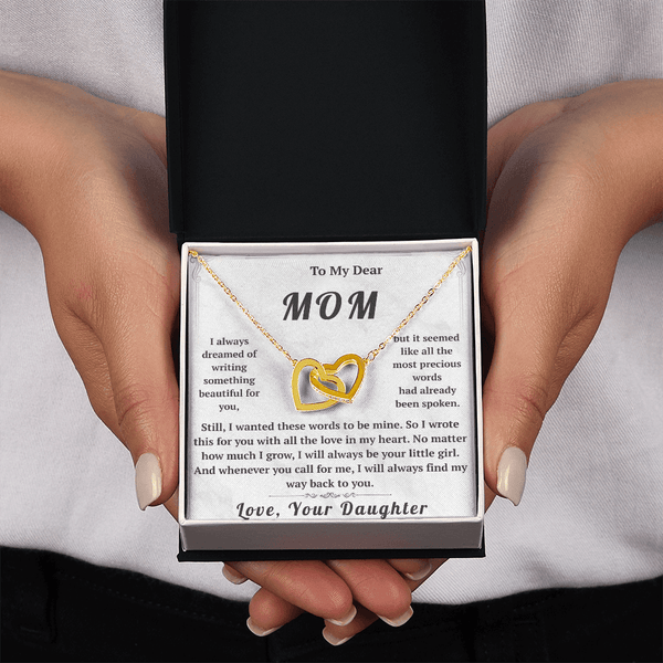 To My Dear Mom Interlocking Hearts Necklace - HEARTEN