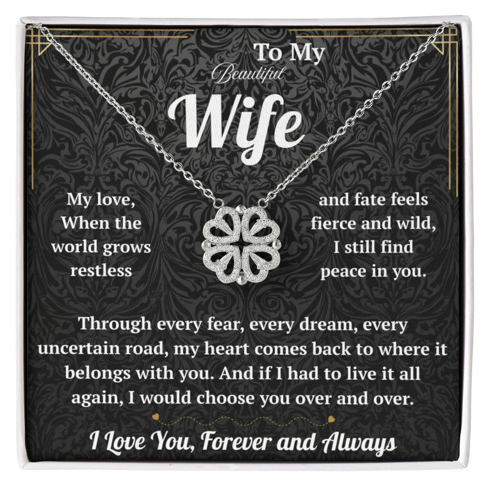 To My Beautiful Wife Magnetic Hearts Necklace with Message Card from Husband - HEARTEN1