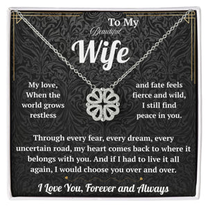 To My Beautiful Wife Magnetic Hearts Necklace with Message Card from Husband - HEARTEN1