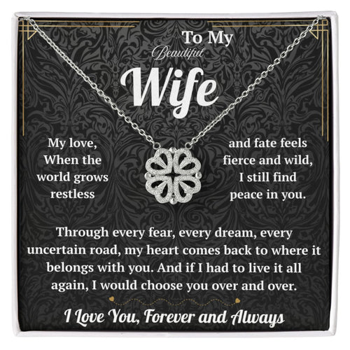 To My Beautiful Wife Magnetic Hearts Necklace with Message Card from Husband - HEARTEN1