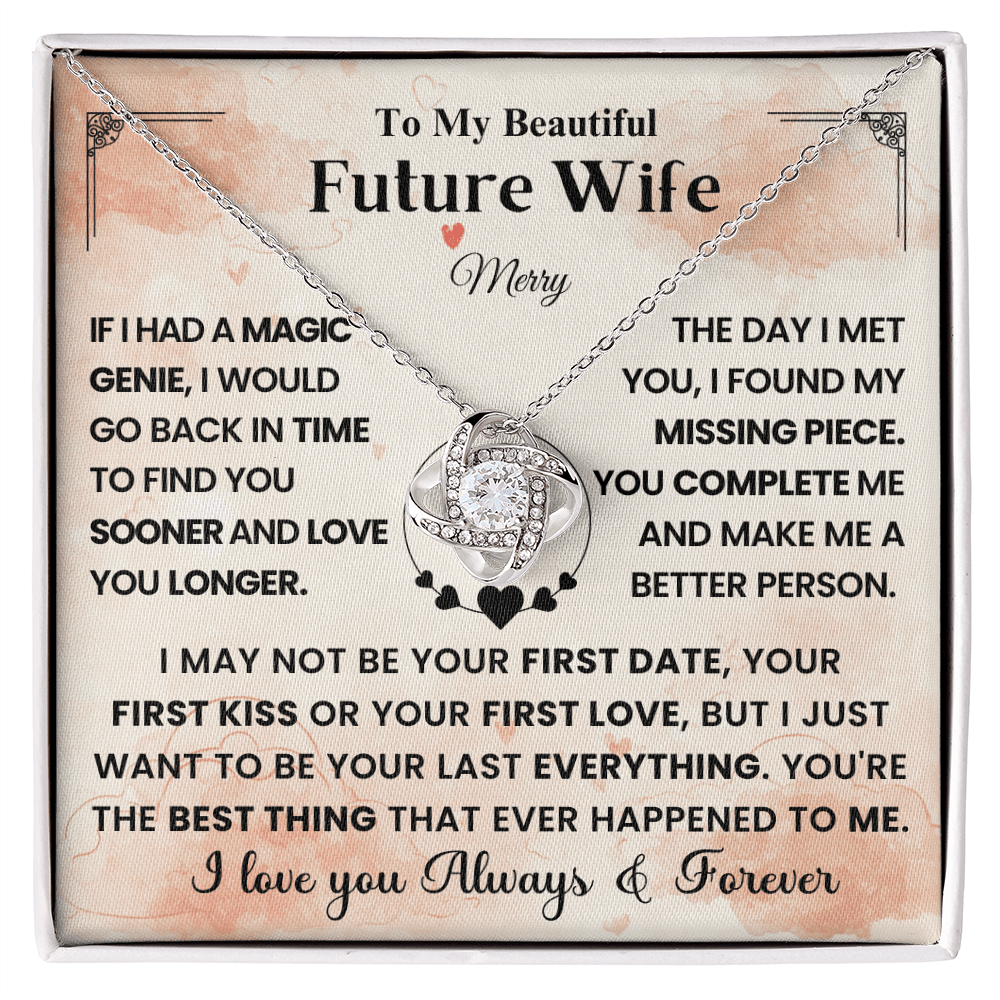 To My Beautiful Future Wife - Love Knot Necklace - HEARTEN