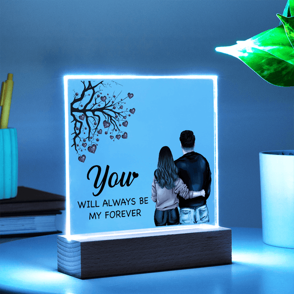 Personalized Acrylic Square Plaque – Light - Up Keepsake Gift - HEARTEN