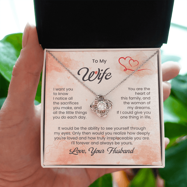 To My Beautiful Wife - Love Knot Necklace - HEARTEN