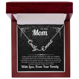 To Our Mom Personalized Name Necklace Gift Set with Message Card from Family - HEARTEN