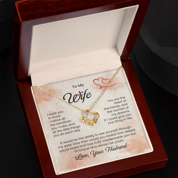 To My Beautiful Wife - Love Knot Necklace - HEARTEN