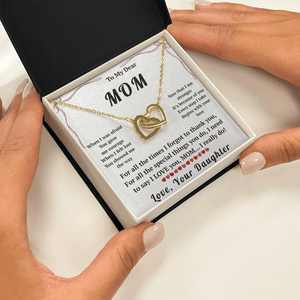 To My Dear Mom Interlocking Hearts Necklace with Message Card from Daughter - HEARTEN