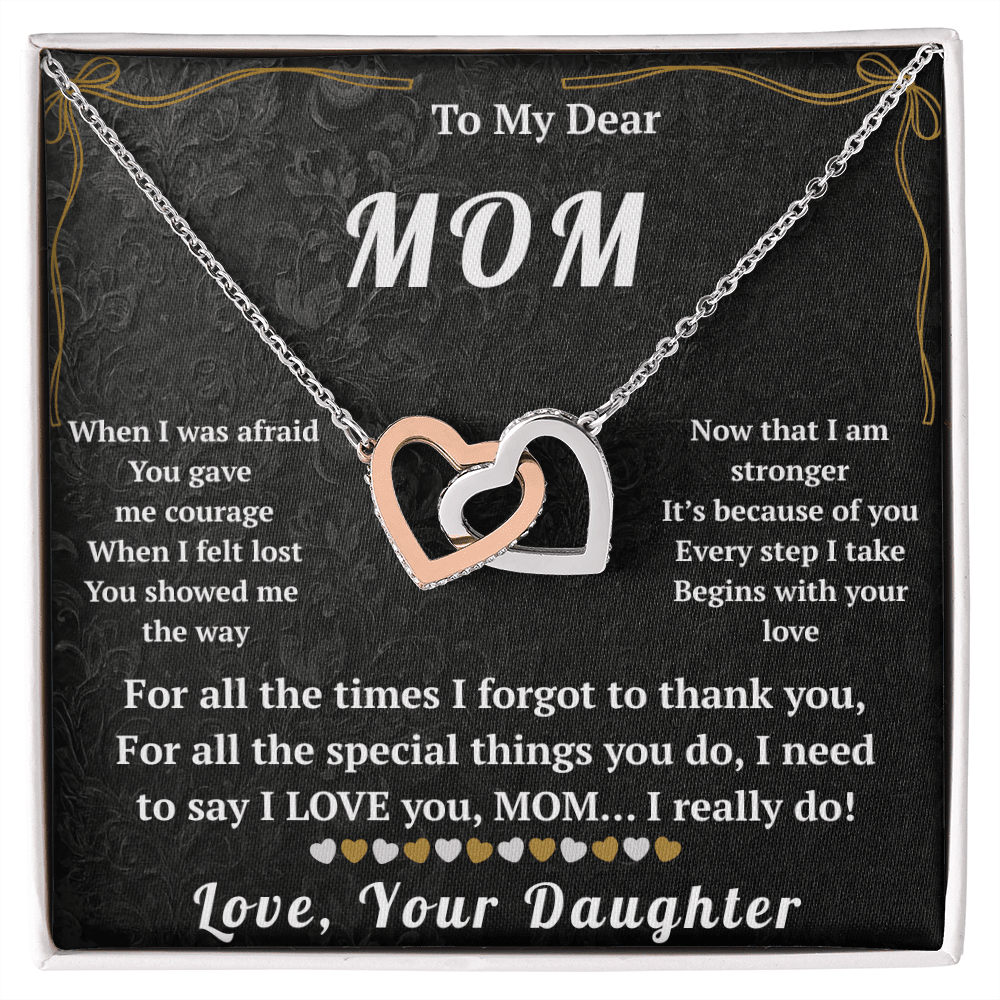 To My Dear Mom Interlocking Hearts Necklace - HEARTEN