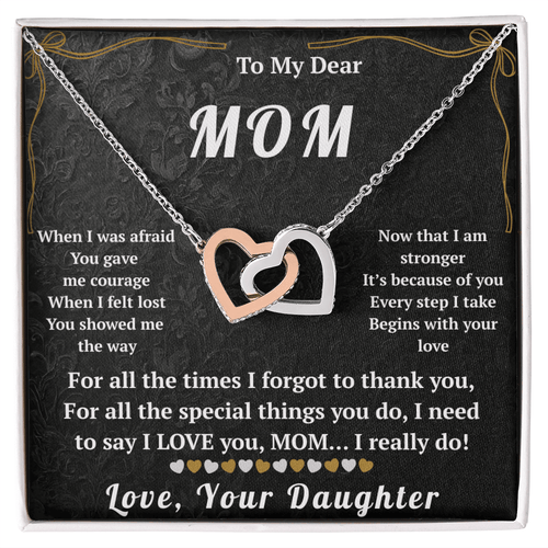To My Dear Mom Interlocking Hearts Necklace - HEARTEN