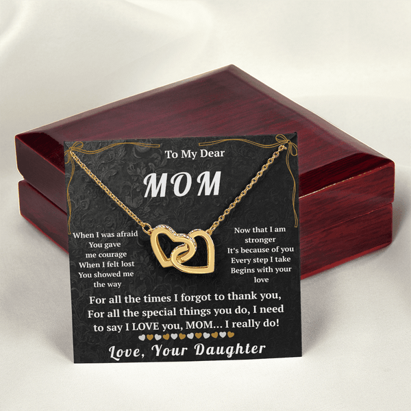 To My Dear Mom Interlocking Hearts Necklace - HEARTEN