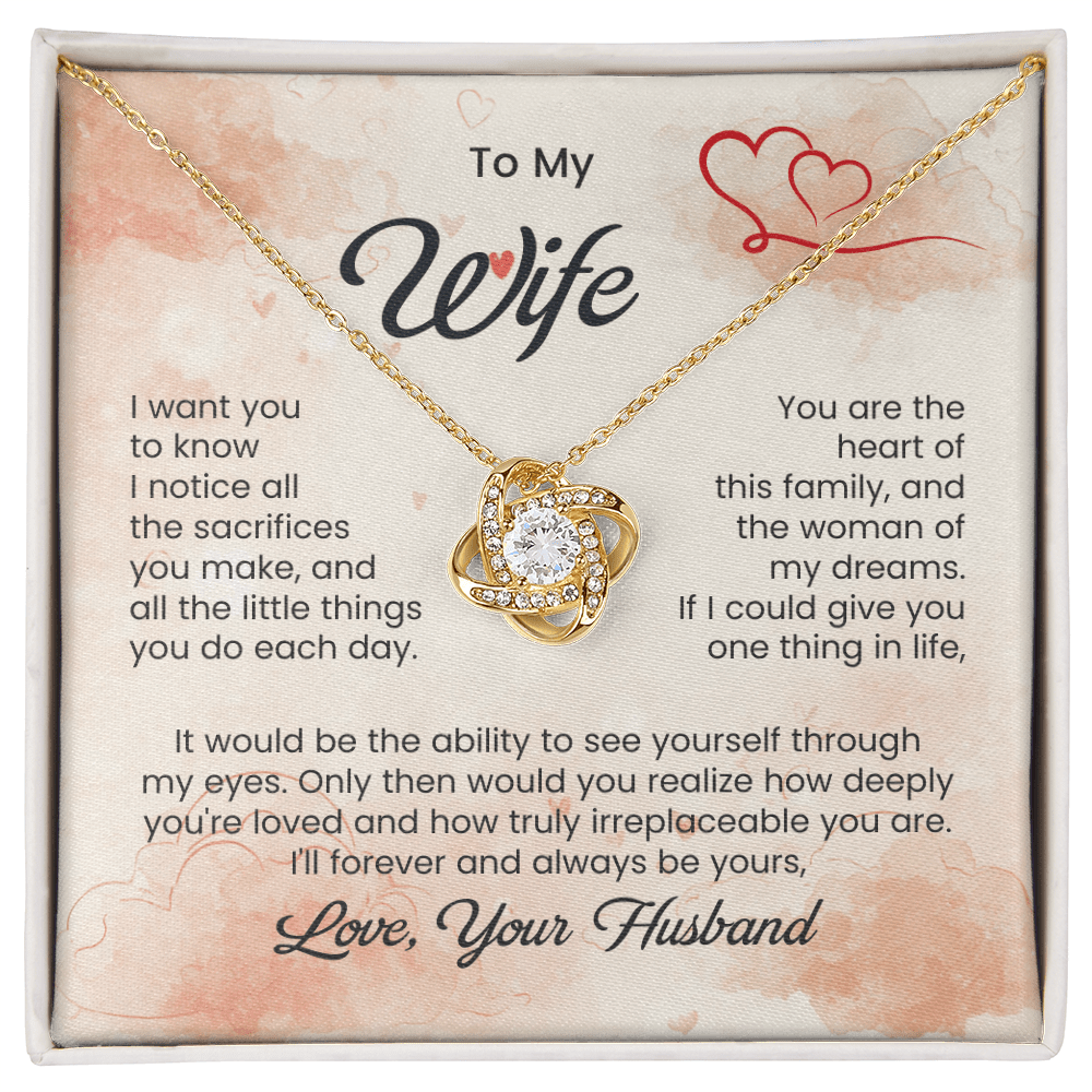 To My Beautiful Wife - Love Knot Necklace - HEARTEN