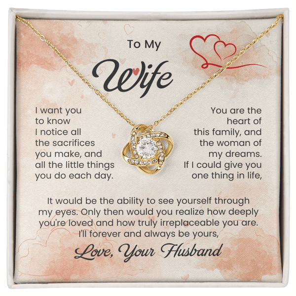 To My Beautiful Wife - Love Knot Necklace - HEARTEN