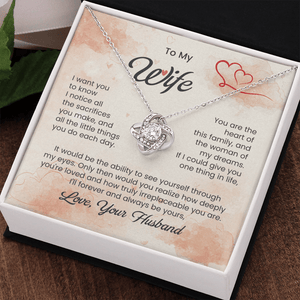 To My Beautiful Wife - Love Knot Necklace - HEARTEN
