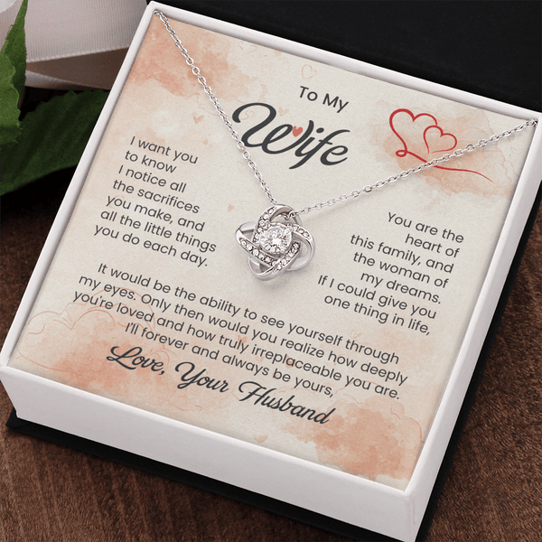 To My Beautiful Wife - Love Knot Necklace - HEARTEN