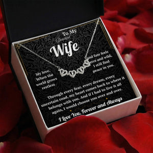 To My Beautiful Wife Magnetic Hearts Necklace with Message Card from Husband - HEARTEN3