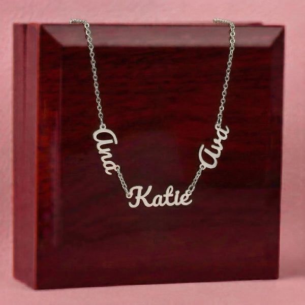 To Our Mom Personalized Name Necklace Gift Set with Message Card from Family - HEARTEN