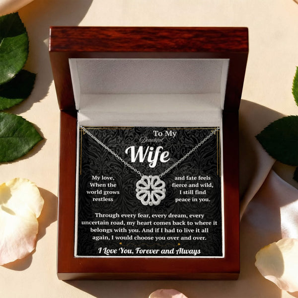 To My Beautiful Wife Magnetic Hearts Necklace with Message Card from Husband - HEARTEN14