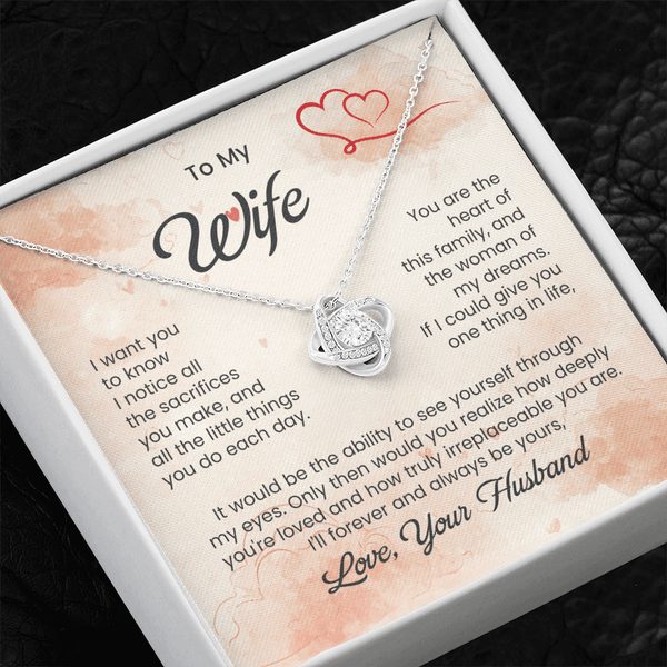 To My Beautiful Wife - Love Knot Necklace - HEARTEN