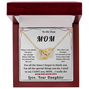To My Dear Mom Interlocking Hearts Necklace with Message Card from Daughter - HEARTEN