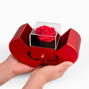 Forever Love Necklace with Red Heart Rose Box - HEARTEN