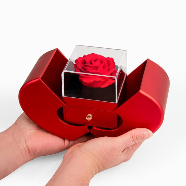 Forever Love Necklace with Red Heart Rose Box - HEARTEN