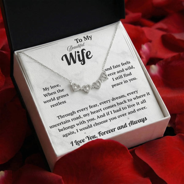 To My Beautiful Wife Magnetic Hearts Necklace - HEARTEN