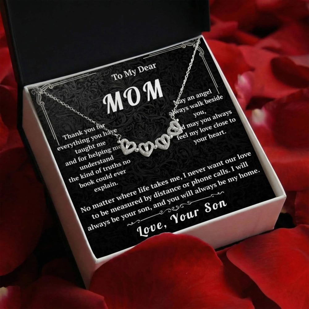 To My Dear Mom Magnetic Hearts Necklace From Son - HEARTEN