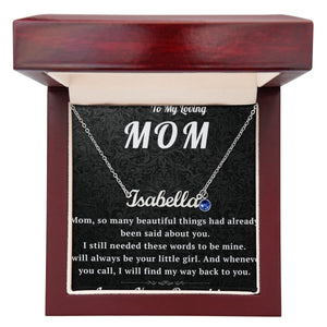 To My Loving Mom Custom Name Necklace with Birthstone and Message Card from Daughter - HEARTEN