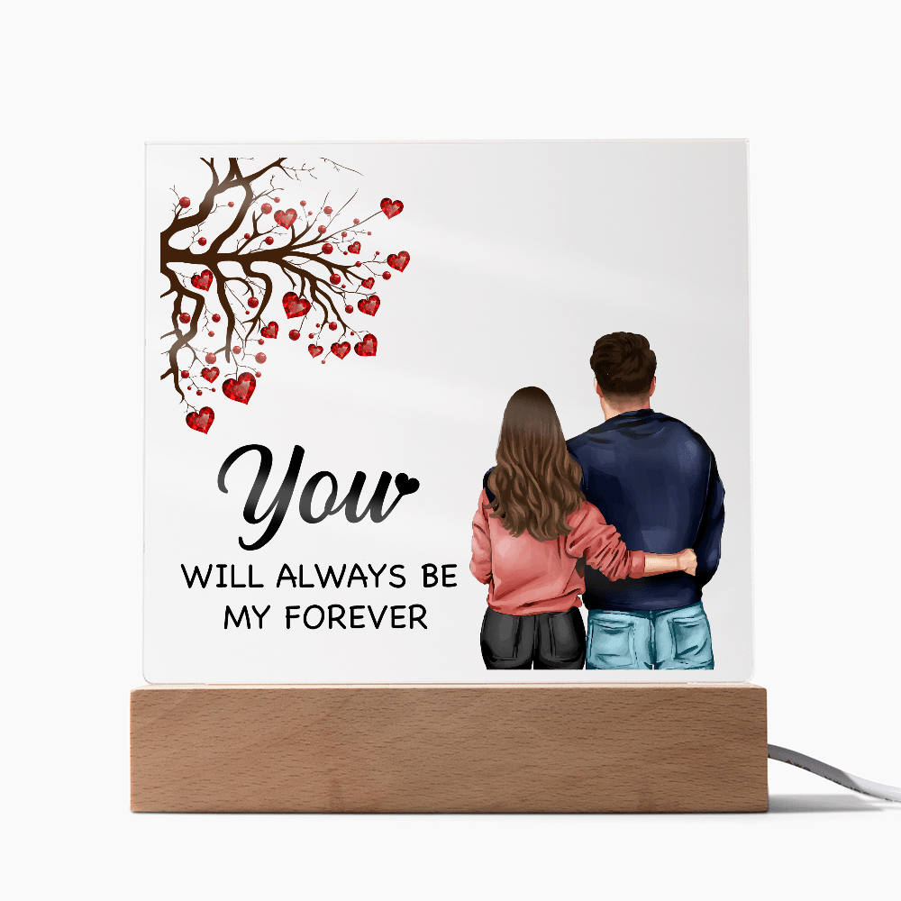 Personalized Acrylic Square Plaque – Light - Up Keepsake Gift - HEARTEN