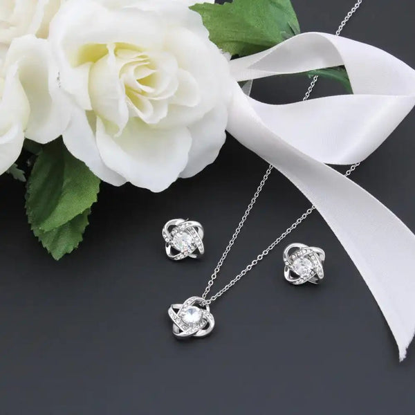 Love Knot Necklace & Earring Set - HEARTEN