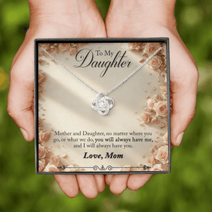 To My Daughter Love Knot Necklace from Mom - HEARTEN